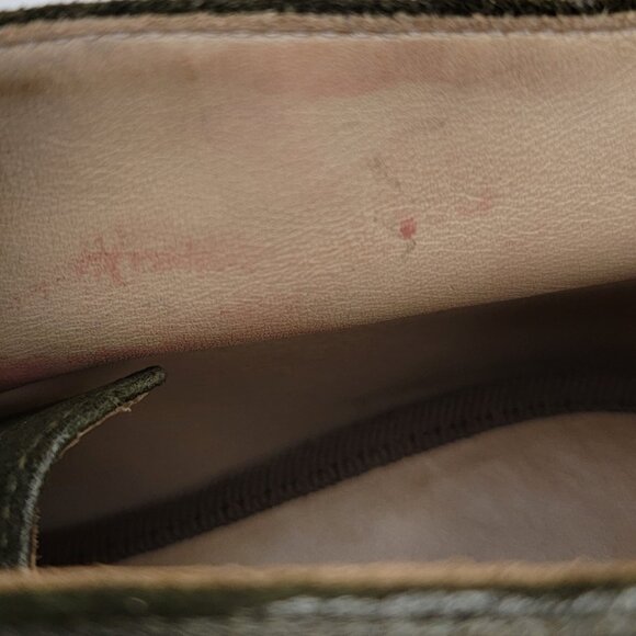 Cherevichkiotvichki Distressed Olive Square Toe Heeled Brogues 37 7 - Picture 9 of 10